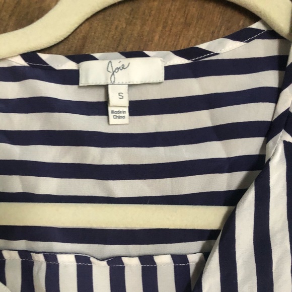 Silk striped tie waist JOIE top - Picture 3 of 3